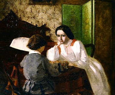 アーティストの兄と妹のトランプ（油彩・キャンバス） 作： Arthur Boyd Houghton