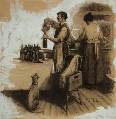 The Bootleggers（木炭、ガッシュ、ボード） 作： Arthur Burdett Frost