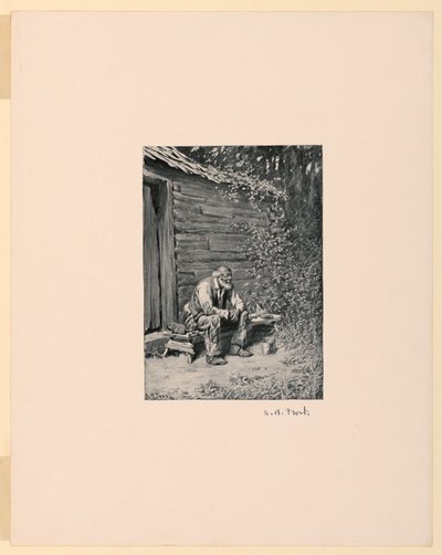 キャビンのドアにいるリーマスおじさん 作： Arthur Burdett Frost