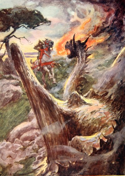 ジョージとドラゴン、1925年頃（カラーリソ） 作： Arthur C. (after) Michael