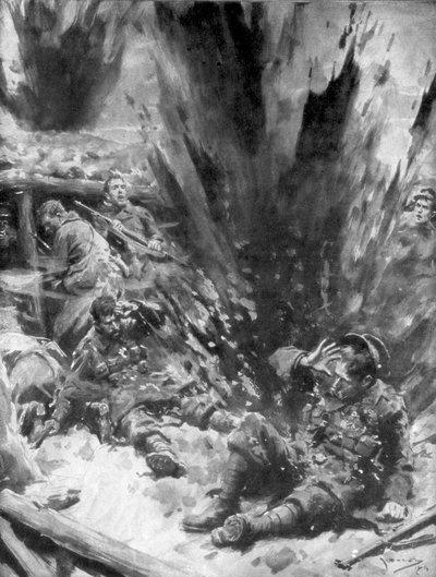 1914年、1926年、ドイツ海軍の砲弾がイギリス海溝で爆発しました。 作： Arthur C. Michael