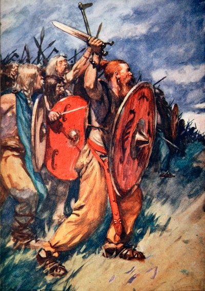 トイトブルクの森の戦い、ドイツ、西暦 9 年 1913 年 作： Arthur C Michael