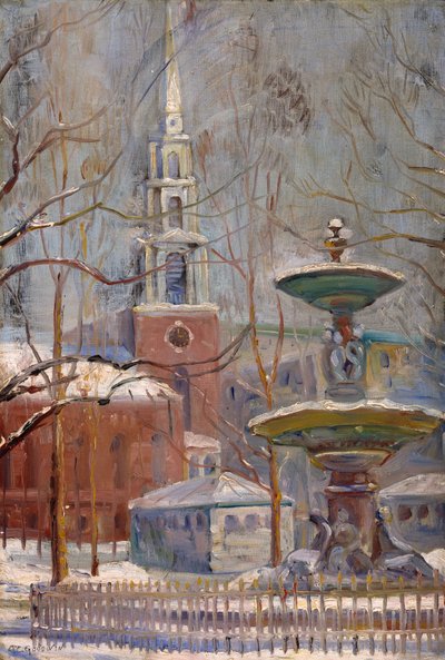 ボストンコモンズのパークストリート、1910〜20年頃 作： Arthur Clifton Goodwin