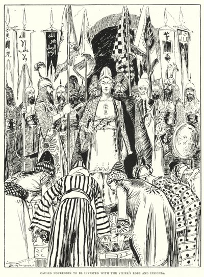 ノウレッディンに宰相の衣と徽章を与えた（刻印 作： Arthur David McCormick