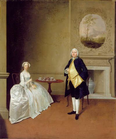 ヒル夫妻、c.1750-51（帆布に油彩） 作： Arthur Devis