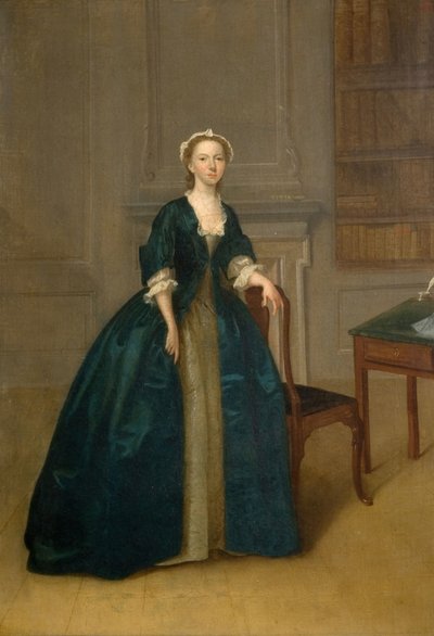 ダークブルーの女性の肖像、1785年。 作： Arthur Devis