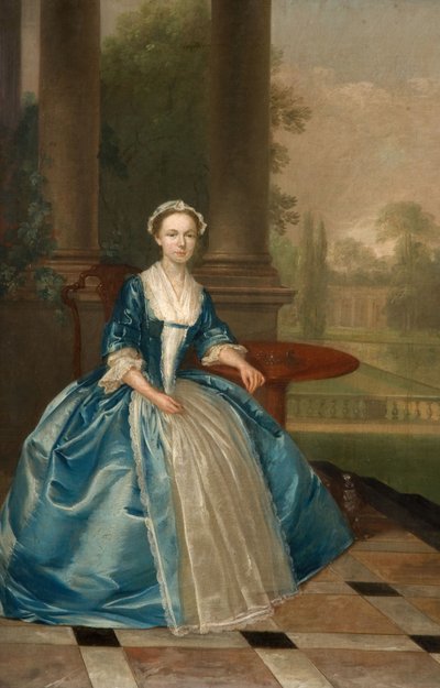ライトブルーの女性の肖像、1785年。 作： Arthur Devis