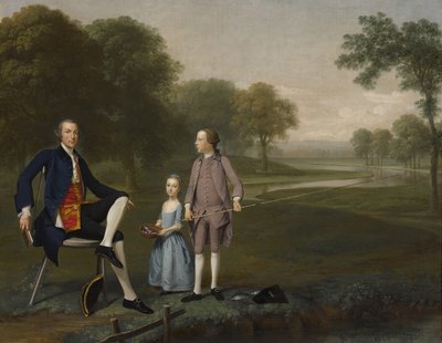 リチャード・モレタン、Esq。タックリーと甥と姪のジョンとスザンナウェイランド、1757年 作： Arthur Devis
