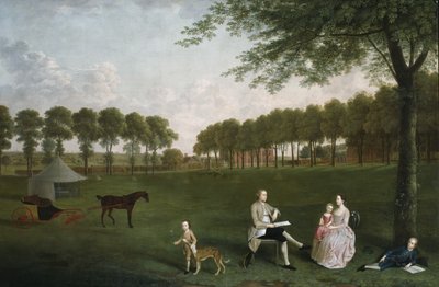 ジョンショー卿と彼の家族、公園内のエルサムロッジ、ケント、1761 作： Arthur Devis