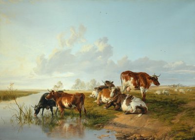 ドーセット、ウール近くの牛のいる風景 作： Arthur Douglas Peppercorn