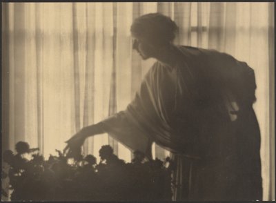 [アパートの中で花の手入れをする女性】。］ 作： Arthur F. Kales