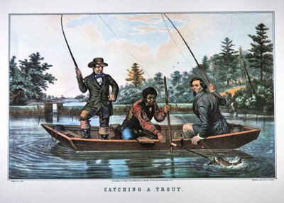 キャッチング・ア・トラウト」（N.Currier社刊 作： Arthur Fitzwilliam (after) Tait