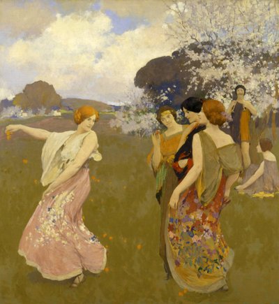 春のダンス、c。 1917 作： Arthur Frank Mathews