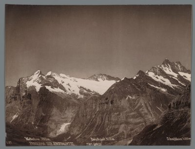 ベルナー アルプスのヴェッターホルン、ベルグリストック、シュレックホルンの眺め Panorama der Jungfraukette (オブジェクトのシリーズ タイトル) 作： Arthur Gabler
