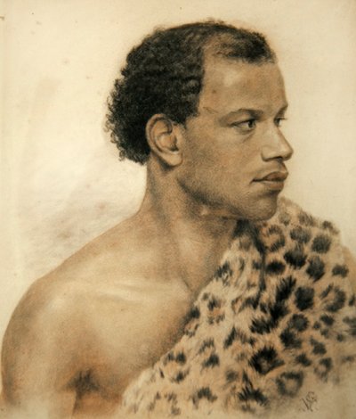 アフリカ人の肖像」（紙にカラーチョークで描いたもの） 作： Arthur George Walker