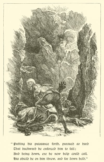 サー・カリドア、礼儀作法の騎士、千の舌を持つ獣 (エングレービング) 作： Arthur George Walker