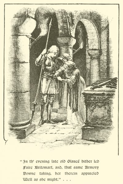 The Legend of Britomart, How Britomart Set Forth On Her Quest（ブリトマートの伝説、ブリトマートはいかにして旅立ったか）（エングレーヴィング 作： Arthur George Walker