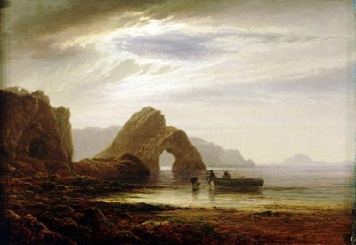 テンビー（イギリス）近郊、ギルター岬の南からの月光。油彩・キャンバス、1872-1874年頃、アーサー・ギルバート（1819-1885）作。 作： Arthur Gilbert