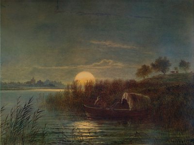 月光による川の情景、ボートあり、1879年、1935年 作： Arthur Gilbert