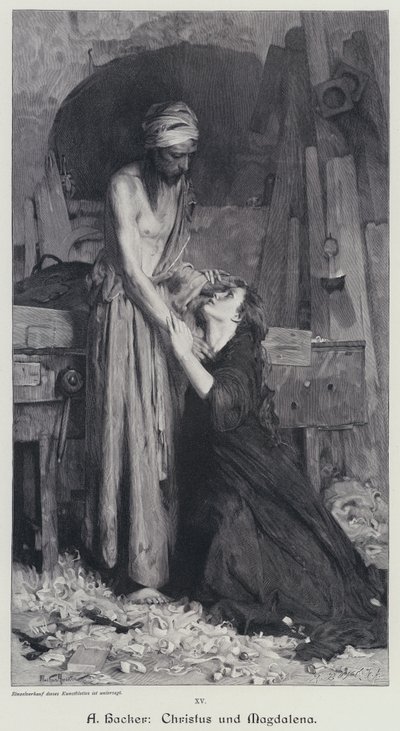 キリストとマグダラの像（エングレービング 作： Arthur Hacker