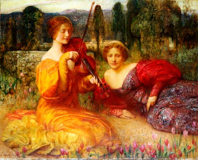 沈黙の音楽家、1900 作： Arthur Hacker