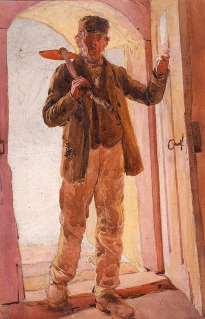 労働者（紙に鉛筆と水彩）（船上） 作： Arthur Hardwick Marsh