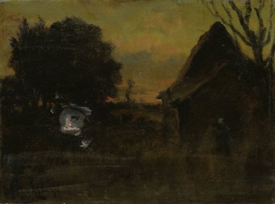 「日没時」 作： Arthur Hawksley (signed by artist)