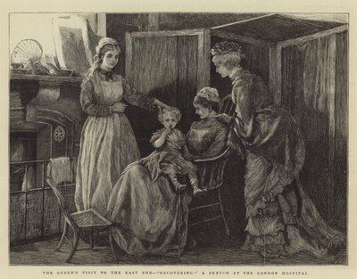 女王のイーストエンド訪問、回復、ロンドン病院でのスケッチ 作： Arthur Hopkins