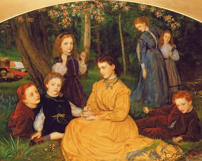 誕生日ピクニック-WWパティンソンの子供たちの肖像、Esq。伐採所、ゲーツヘッド近郊、1866-67 作： Arthur Hughes