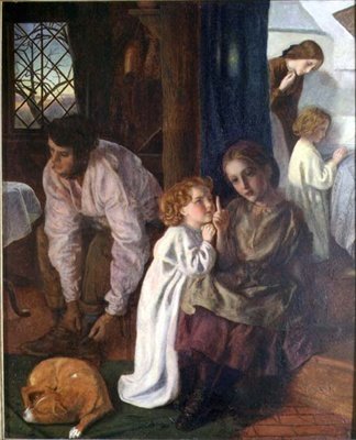 Bedtime, c.1862 (油彩・キャンバス・パネル) 作： Arthur Hughes