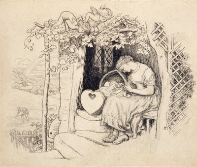 By the Cradle, 1873 作： Arthur Hughes
