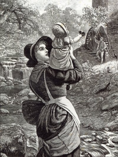 家からの市場、「レジャーアワー」から、1888 作： Arthur Hughes