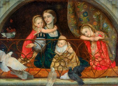 リーサート夫人と3人の子供、1863-65年 作： Arthur Hughes