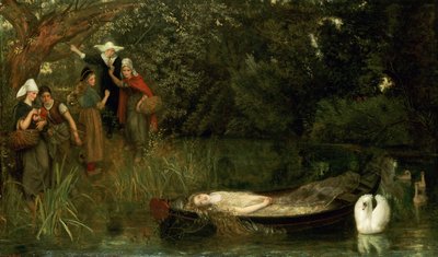 シャロットの女神、1873 作： Arthur Hughes