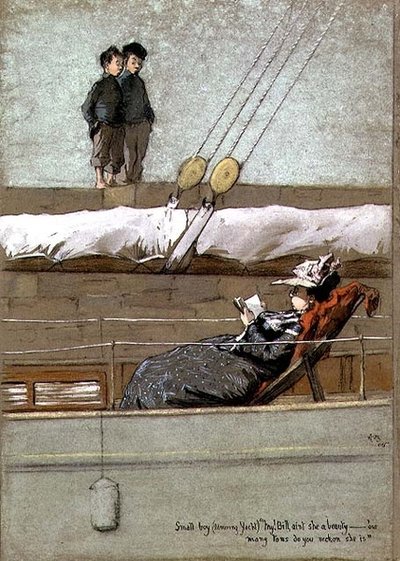 小さな男の子（ヨットに見とれている）「My!ビル、この船はきれいだね。何トンあると思う？ 作： Arthur John Briscoe