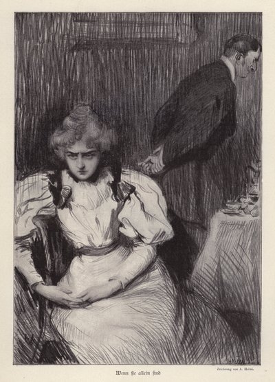 彼女がひとりのとき（リトグラフ 作： Arthur Lajos Halmi
