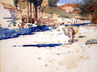 ダロの上の洗濯婦たち（水彩画） 作： Arthur Melville