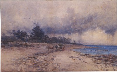 タイトルなし（嵐の前に海藻を集める、サンドリンガムビーチ） 作： Arthur Merric Boyd