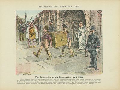修道院の弾圧西暦1536年（カラーリトグラフ） 作： アーサー・モアランド