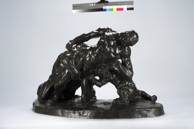 ライオネスカブ（ブロンズ）との戦闘に閉じ込められた男 作： Arthur Putnam