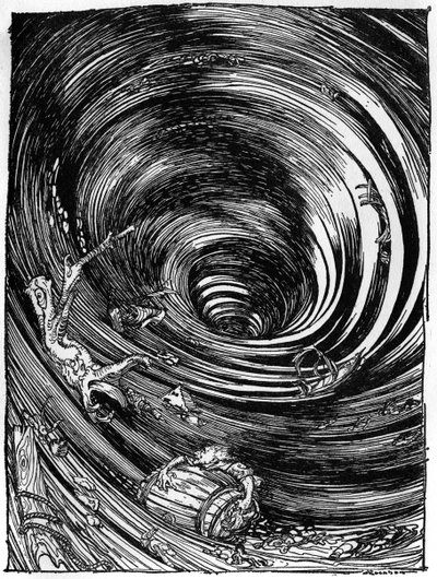 エドガー・アラン・ポーの「A Descent into the Maelstrom」。 作： Arthur Rackham