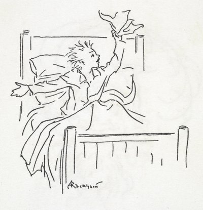 ベッドの少年 作： Arthur Rackham
