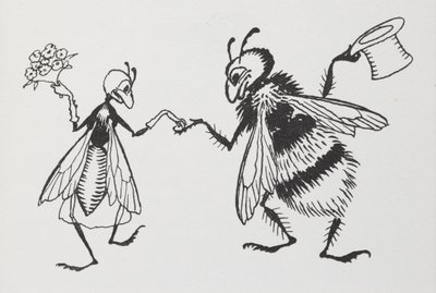 Uma mosca e uma abelha se casando. 作： Arthur Rackham