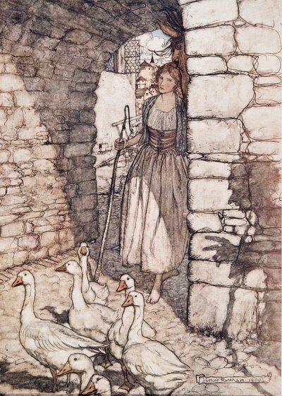 ああ！親愛なるファラダ、そこでお腹がすいた……グリム兄弟の童話から、パブ。 1909 作： Arthur Rackham
