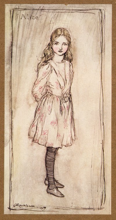 アリス、ルイスキャロル作「不思議の国のアリスアドベンチャー」の最前線、pub.1907 作： Arthur Rackham