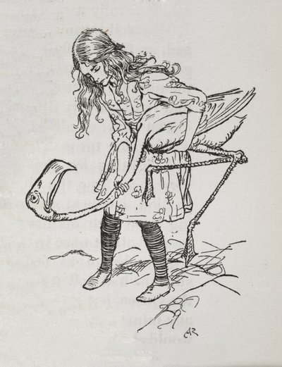 フラミンゴとクロケットをするアリス 作： Arthur Rackham