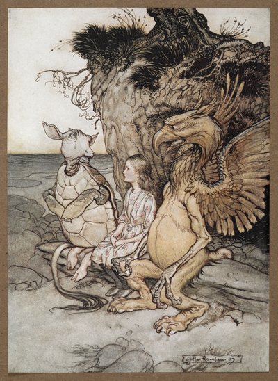 アリスとグリフォンとにせウミガメ 作： Arthur Rackham