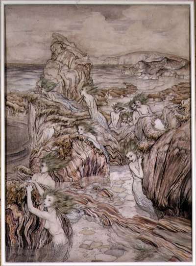Aly、ナサニエル・ホーソーン著『不思議な本』（Hodder and Stoughton社）の挿絵（紙にペンとインク、水彩）。 作： Arthur Rackham