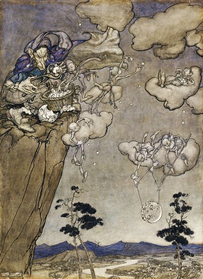 ヴァンウィンクルを引き裂くイラスト：「彼らは古いスコーの精神に支配された」、1904年 作： Arthur Rackham