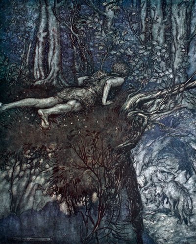 「そしてそこで私は愛がどのようなものかを学びました」、1924年。 作： Arthur Rackham